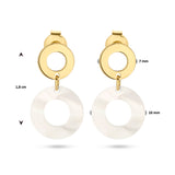 Ronde Oorhangers van 14 Karaat Geelgoud met Parelmoer - Hoogte 18mm