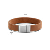 Herenarmband 12mm van Edelstaal en Leer - Lengte 21cm