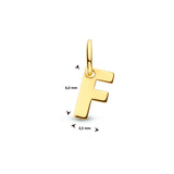 Letter F - Hanger van 14 Karaat Geelgoud - 3.5 x 6 mm