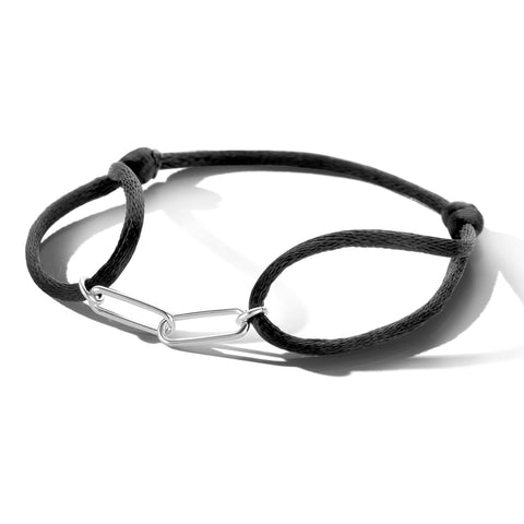 Armband Satijn Zilver Gerhodineerd Met Rubber/Nylon/Leer