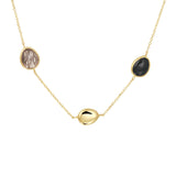 14 Karaat Geelgouden collier met Edelstenen Zwart Rutiel en Onyx - Lengte 42+3cm