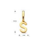 Letter S - Hanger van 14 Karaat Geelgoud - 3 x 9.5 mm