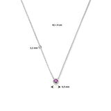 Gerhodineerd Zilveren collier met geboortesteen Februari | Paarse Zirkonia - Lengte 41+4cm