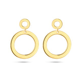 14 Karaat Geelgouden Oorhangers met Twee Rondjes - Hoogte 21mm