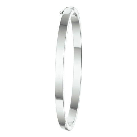 Damesarmband 4mm, Bangle van Gerhodineerd Zilver, Vlakke buis met scharnier - Diameter 56mm