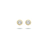 Ronde Oorknoppen met Zirkonia 3mm, 14 Karaat Geelgoud