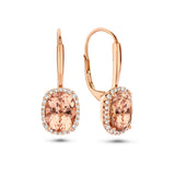 Oorhangers Morganiet 3.50ct (2x 1.75ct) En Diamant 0.23ct (2x0.115ct) H Si Brisur Haak Halo Goud (Roségoud)