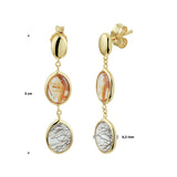 Oorhangers van 14 Karaat Geelgoud met Rutiel Kwarts - Hoogte 30mm
