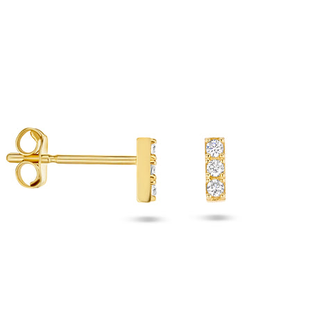 14 Karaat Geelgouden Oorknoppen met Zirkonia - Formaat 1.5x4.5mm