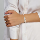 Damesarmband, Bangle van Gerhodineerd Zilver met Zirkonia - Formaat 9.5x61mm