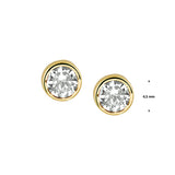 Ronde Oorknoppen met Zirkonia 4.5mm, 14 Karaat Geelgoud