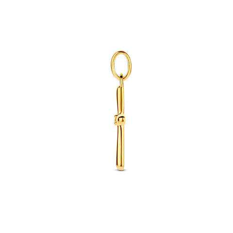 Kruis hanger met Diamant 0.01ct van 14 Karaat Geelgoud, formaat 11 x 14 mm