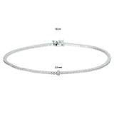 Dames Tennisarmband 1.5mm van 14 Karaat Witgoud, Diamanten 1ct - Lengte 18cm