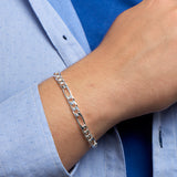 Herenarmband 6mm van 925 Zilver, Figaro schakel - Lengte 21cm
