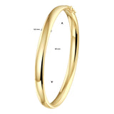 Damesarmband 6mm, Bangle van 14 Karaat Geelgoud, Ovale buis met scharnier - Diameter 60mm