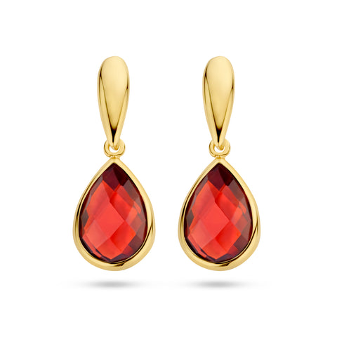 Oorhangers met Granaat 4.40ct (2x 2.20ct), 14 Karaat Geelgoud