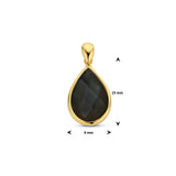 Hanger Druppelvorm 15 x 18 mm met Zwarte Onyx 2.10ct Goud (Geelgoud)