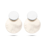 Ronde Oorhangers van Gerhodineerd Zilver met Parelmoer - Hoogte 29mm