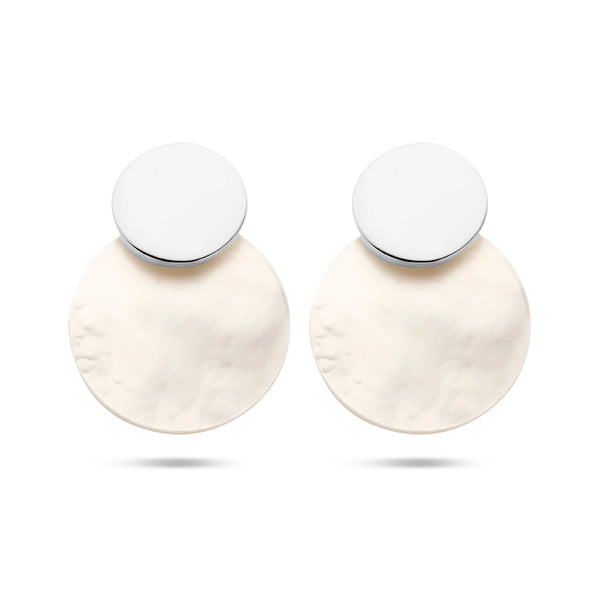 Ronde Oorhangers van Gerhodineerd Zilver met Parelmoer - Hoogte 29mm