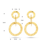 14 Karaat Geelgouden Ronde Oorhangers Reliëf - Hoogte 10mm