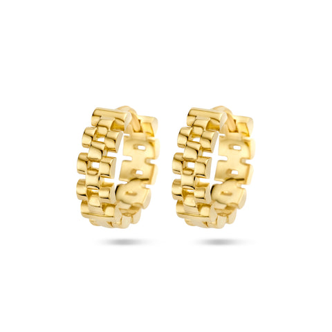 14 Karaat Geelgouden Klapoorringen Schakelmotief - Diameter 15mm en Breedte 4.5mm