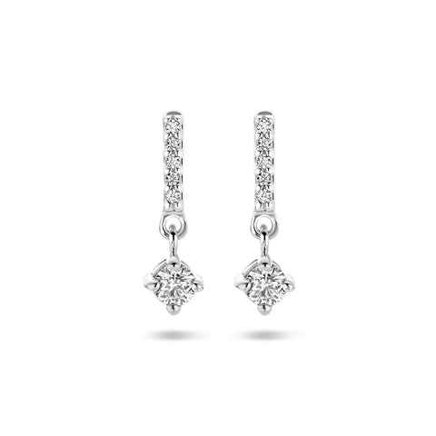 Oorhangers van Gerhodineerd Zilver met Zirkonia - Formaat 4.5x14mm