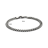 Herenarmband 5mm van Geoxideerd Zilver, Gourmet 6 zijdes geslepen - Lengte 19cm