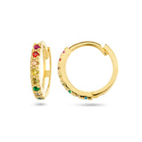 14 Karaat Geelgouden Klapoorringen met Regenboog Zirkonia - Diameter 12.5mm