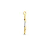 14 Karaat Bicolor Geel- en Witgouden Hanger Drie Schakels Diamant 0.05ct - Formaat 5x30mm