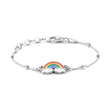 Kinderarmband van Gerhodineerd Zilver met Regenbooghanger - Lengte 11+2cm