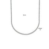 Gerhodineerd Zilveren collier, Gourmet schakel 4-zijdes geslepen - Lengte 50cm