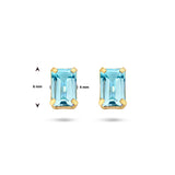 Oorknoppen Blauw Topaas 1.52ct (2x 0.76ct) 14 Karaat Geelgoud - Formaat 4 x 6 mm