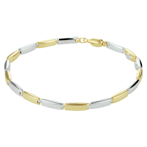 Damesarmband 3.3mm van 14 Karaat Goud - Bicolor Geelgoud/Witgoud - Lengte 19.5cm