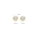 Ronde Oorknoppen met Zirkonia 4.5mm, 14 Karaat Geelgoud