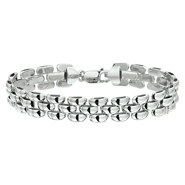 Damers Schakelarmband 10 mm van Gerhodineerd Zilver, Panter schakel - Lengte 19cm