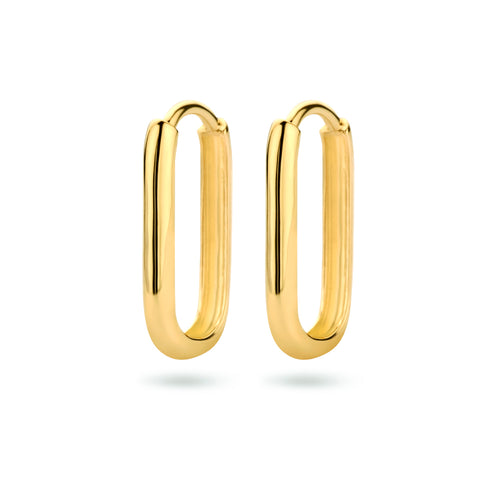 Paperclip klapoorringen van 14 Karaat Geelgoud - Formaat 2 x 16 mm