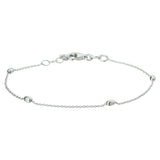 Damesarmband 1mm van Gerhodineerd Zilver, Bolletjes 2.5mm - Lengte 17+2cm