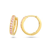 14 Karaat Geelgouden Klapoorringen met Roze Zirkonia - Diameter 11mm en Breedte 2mm