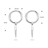 Gerhodineerd Zilveren Oorhangers met Twee Cirkels - Hoogte 22mm