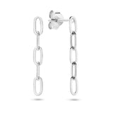 Oorhangers van Gerhodineerd Zilver Schakelmotief Paperclip Platte Buis - Hoogte 22mm