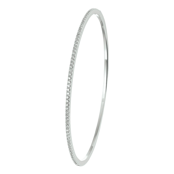 Damesarmband, Bangle van 14 Karaat Witgoud met Diamant 0.61ct - Formaat 1.5x60mm