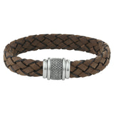 Herenarmband 12mm van Edelstaal en Leer - Lengte 22.5cm