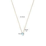 14 Karaat Geelgouden collier met  Blauwe Topaas 0.16ct - Lengte 42+3cm