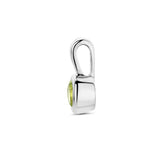 Geboortesteenhanger Augustus | Peridot | Gerhodineerd zilver | Formaat 5.5 x 11mm