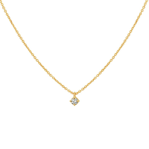 Collier van 14 Karaat Geelgoud, Ankerschakel 1.25mm, Diamant 0.10ct - Lengte 41+4cm