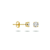14 Karaat Geelgouden Oorknoppen met Zirkonia 4mm
