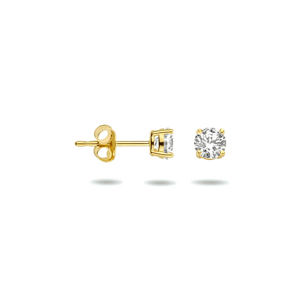 14 Karaat Geelgouden Oorknoppen met Zirkonia 4mm