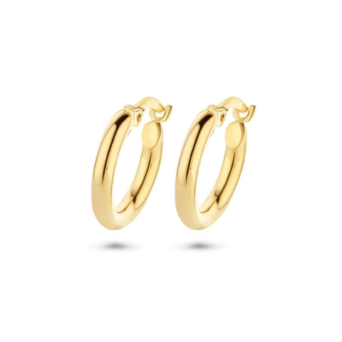 Oorringen van 14 Karaat Geelgoud met Ronde Buis 2.5 mm - Diameter 15mm