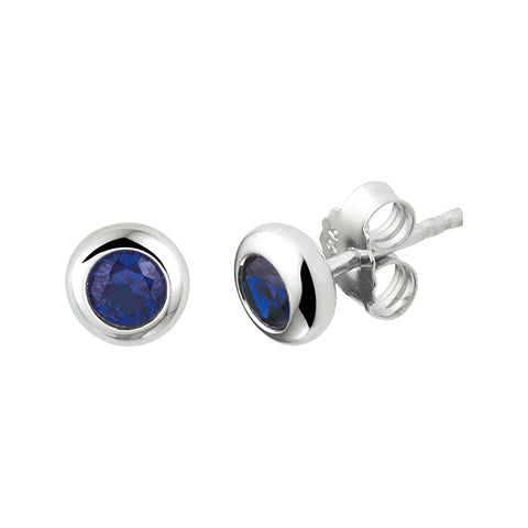 Oorknoppen met Blauw Zirkonia van Gerhodineerd Zilver - Diameter 6.5mm