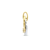 Ronde hanger met Diamant 0.14ct - Bicolor - 14 Karaat Wit- en Geelgoud - Formaat 11.8 x 18 mm